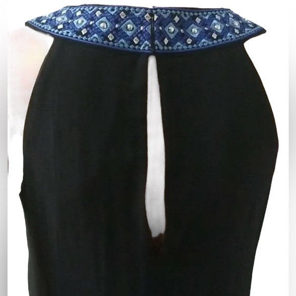 White House Black Market Beaded Detailed Neck Sheer Overlay Halter Dress Size 4 - Picture 3 of 9